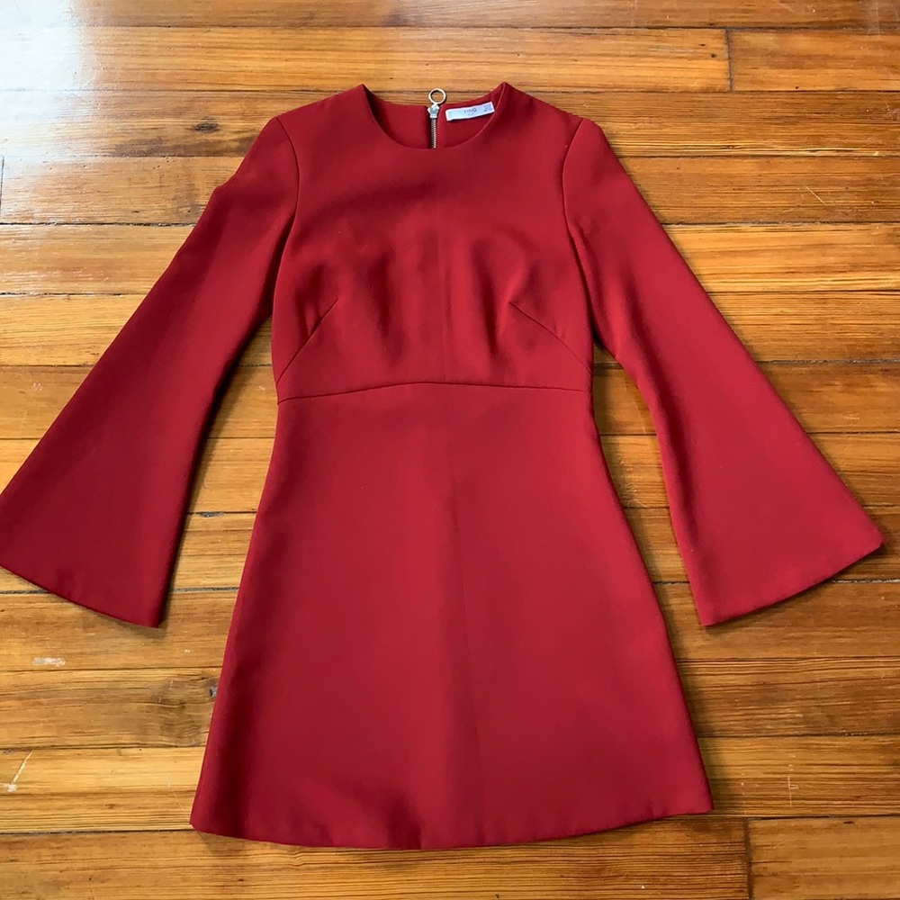 Mango Fitted Dress with Bell Sleeves